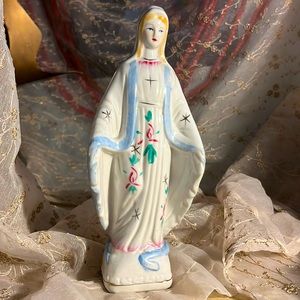 Porcelain Statue of Mary Mini Statue of the Blessed Mother of Jesus